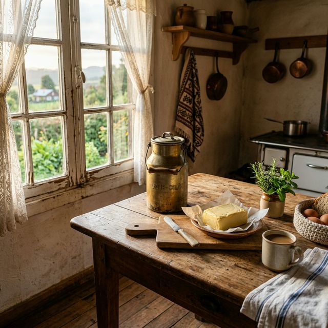 Cocina de campo de la quesería Kenita en el sur de Chile